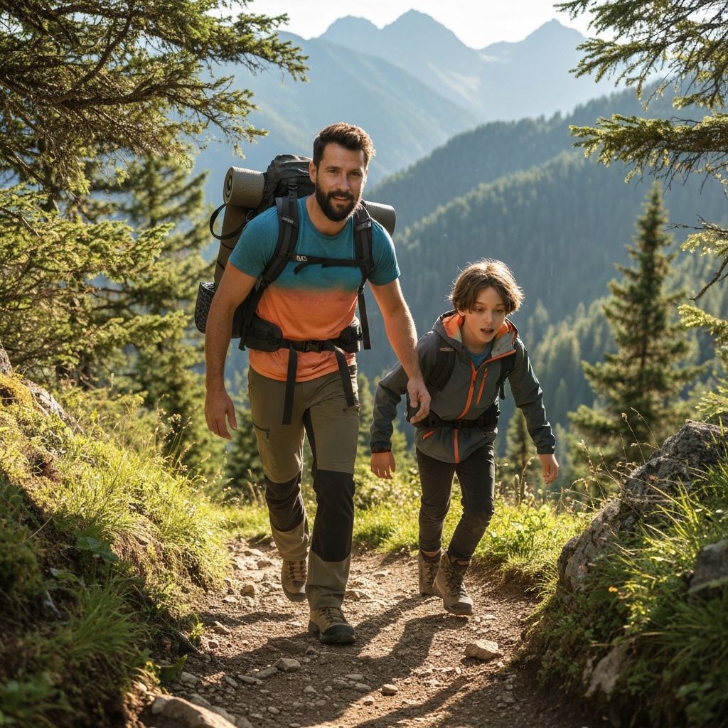 Father hiking